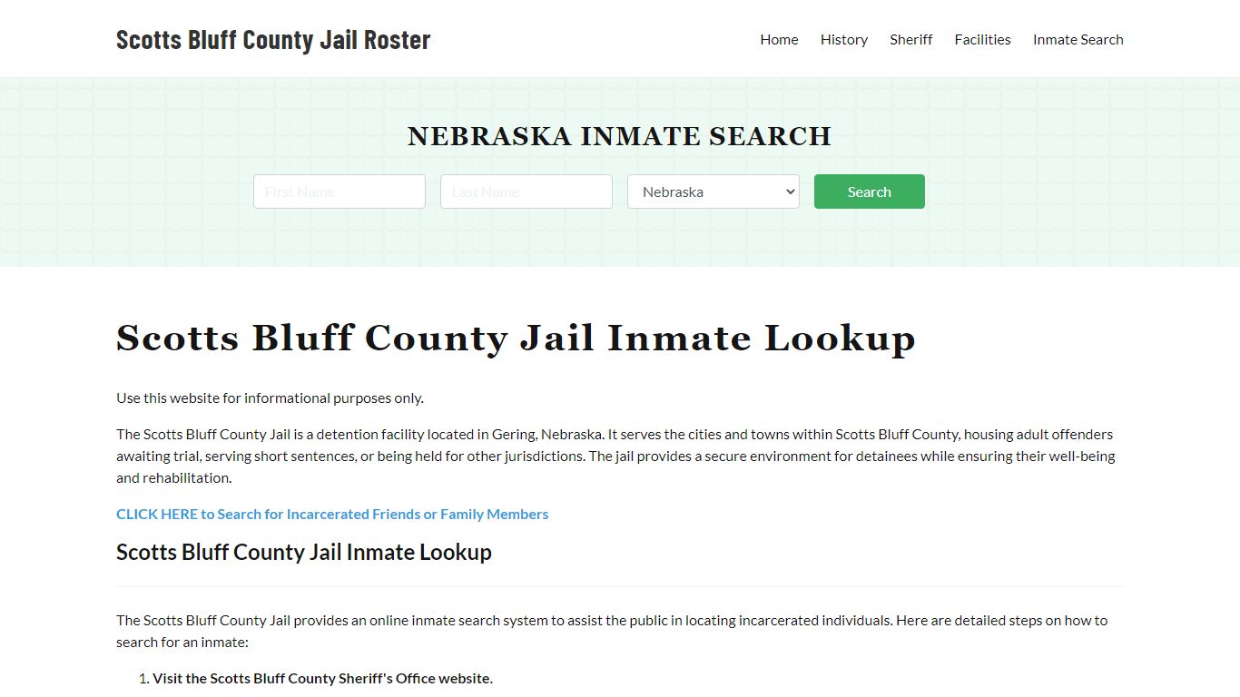 Scotts Bluff County Jail Roster Lookup, NE, Inmate Search