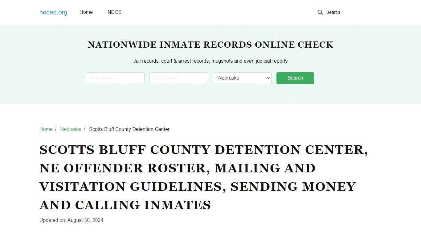 Scotts Bluff County Detention Center, NE: Inmate Search, Visitation ...