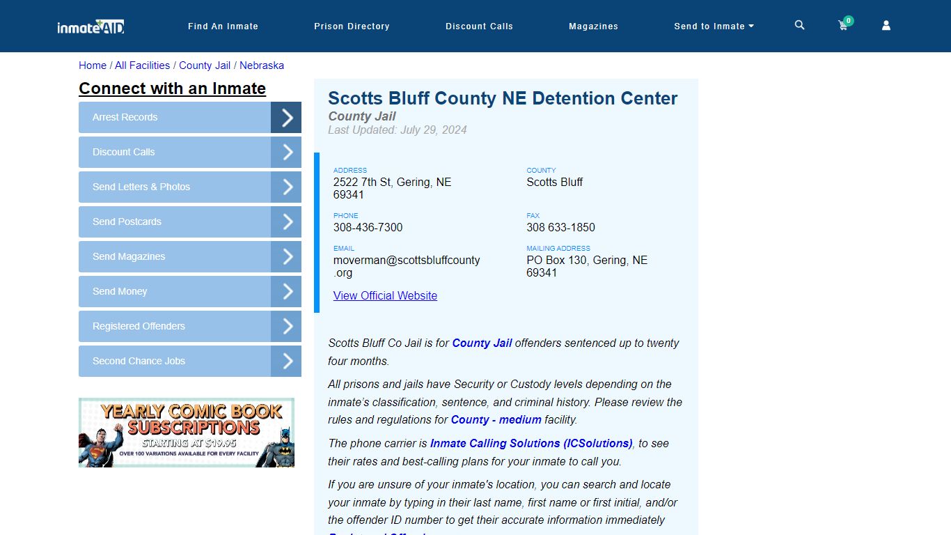 Scotts Bluff County NE Detention Center - Inmate Locator